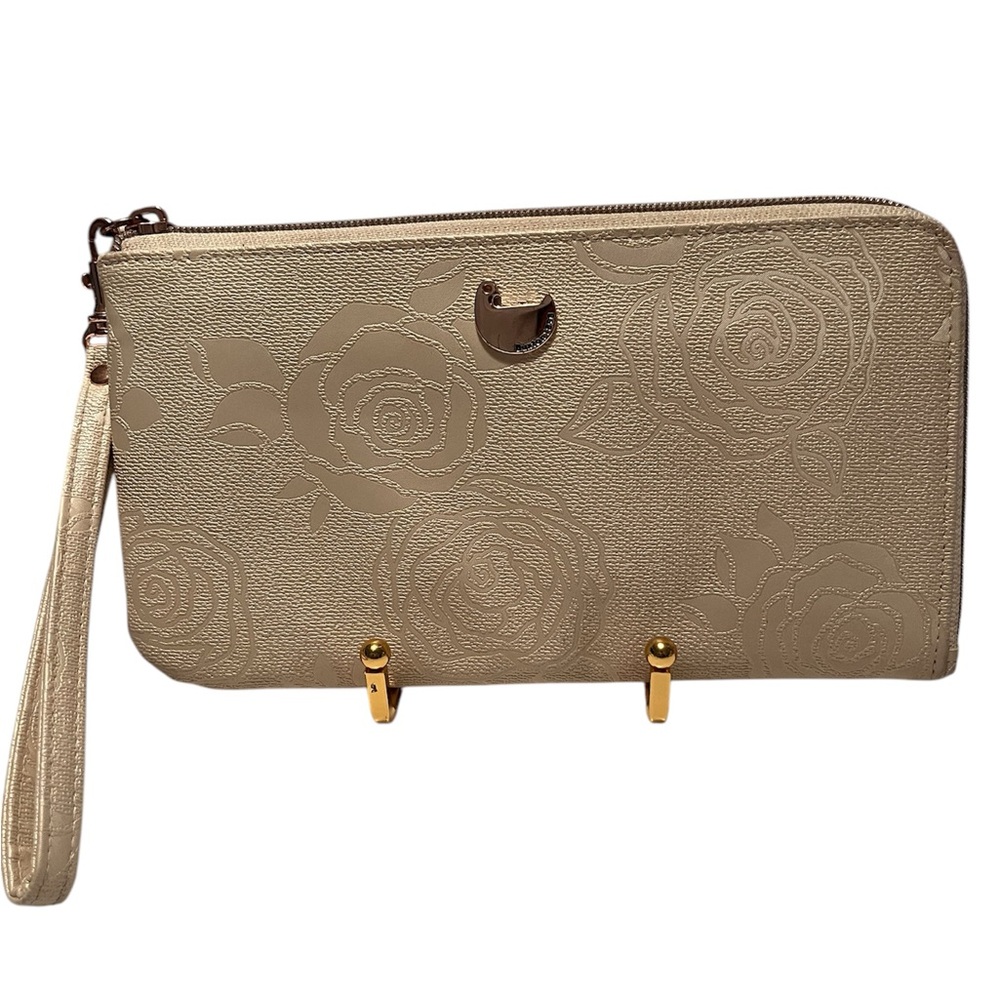 Buxton Beige Wallet with Gold Accents